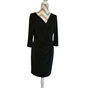 Jones New York Elegant Black Dress With Crystal Side Accent Size 12